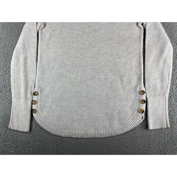 Max Studio Sweater Womens Small White Ivory Long Sleeve Button Accent Cut Comfy - Picture 3 of 9